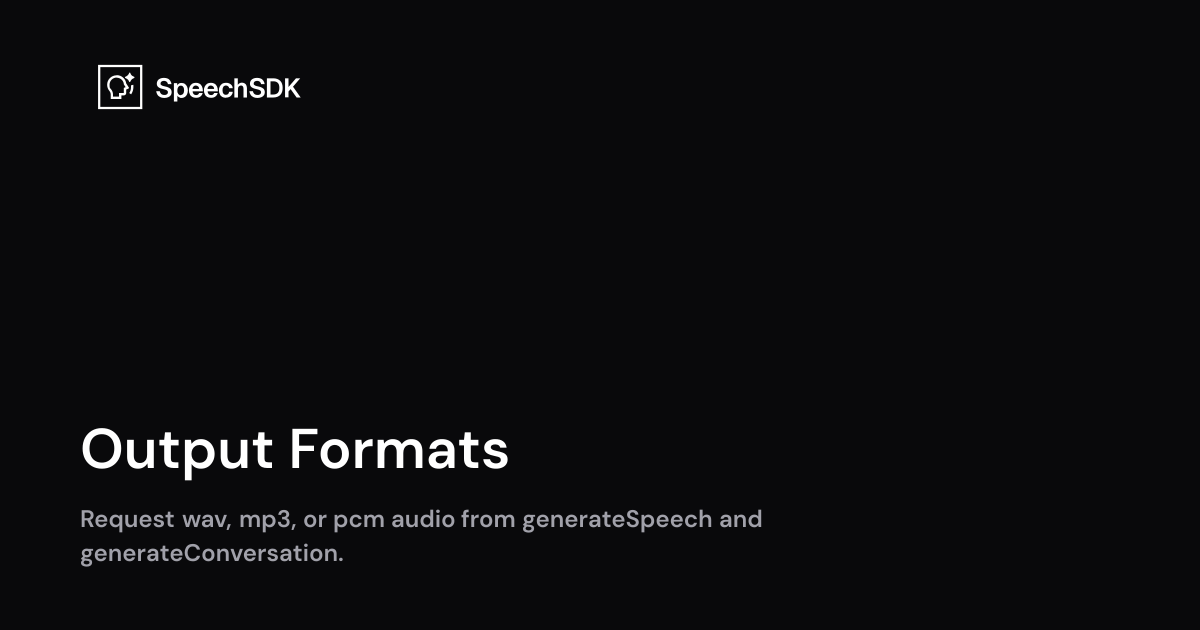 Output Formats